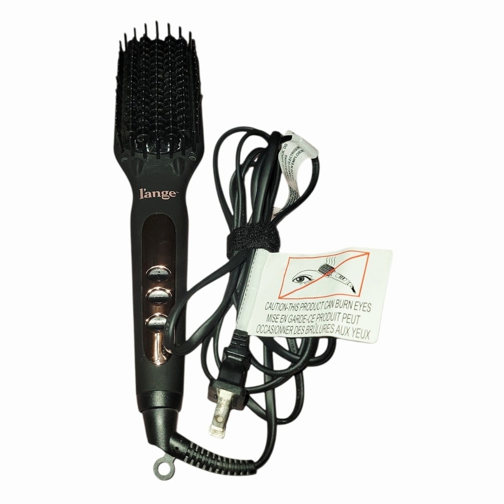 L'ange Heated Straightening Brush Black Rose Gold Hair Smoothing Styling Working